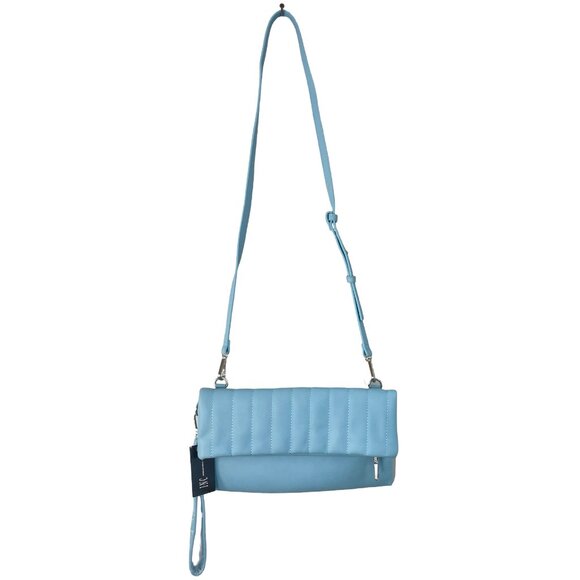 INC International Concepts Purse Fold Over Clutch Shoulder Gwenne Sky Blue NWT - Picture 1 of 6